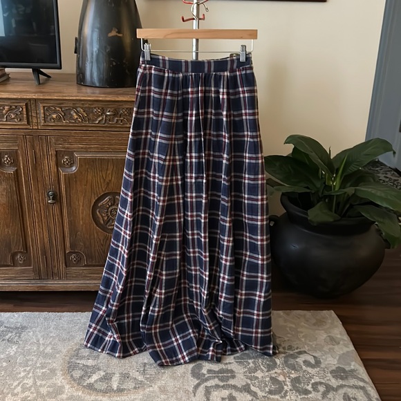 Vintage Dresses & Skirts - Vintage Plaid Maxi Skirt Waist 27”
